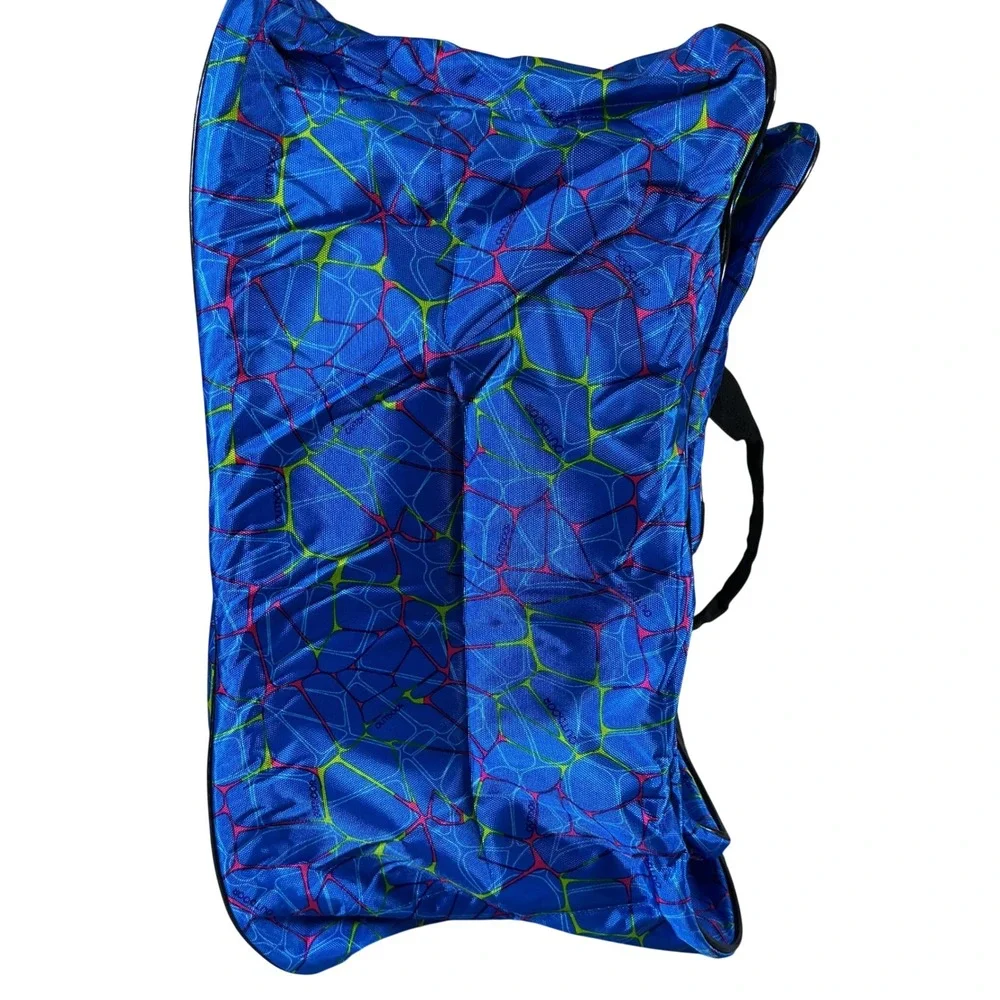 Outdoor Products Blue Neon Geometric Web Duffel Bag‎ Travel Gym Sporty Retro
